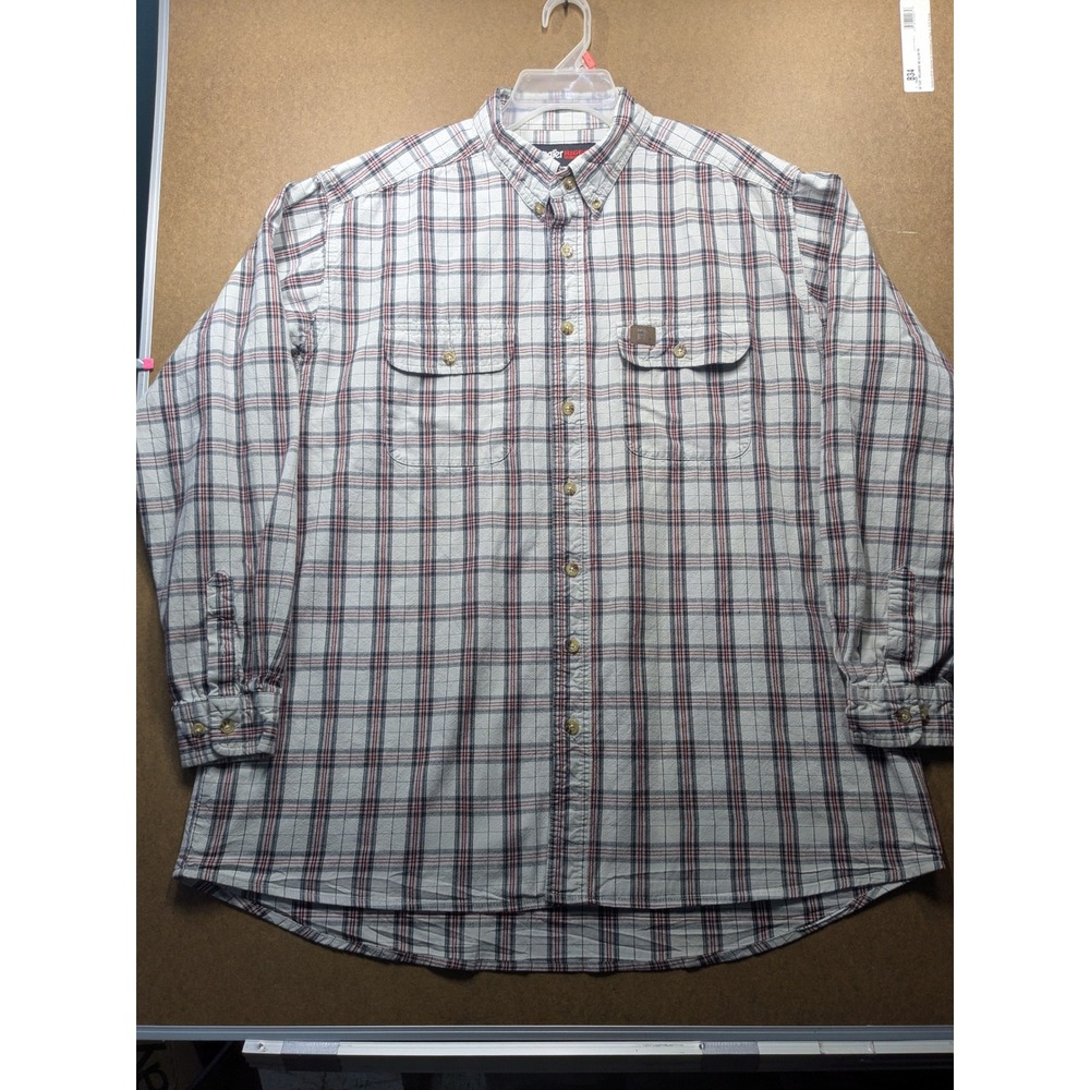 Wrangler Riggs Workwear Mens 2XT Plaid Button Down Shirt Long Sleeve 3W611LG